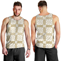 Beige Ngatu Pattern Malo e Lelei Tonga Men Tank Top LT14 - Polynesian Pride