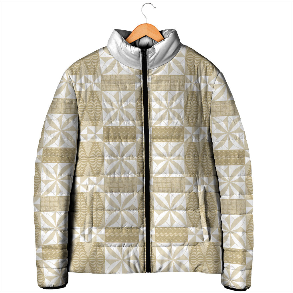 Beige Ngatu Pattern Malo e Lelei Tonga Padded Jacket LT14 - Polynesian Pride