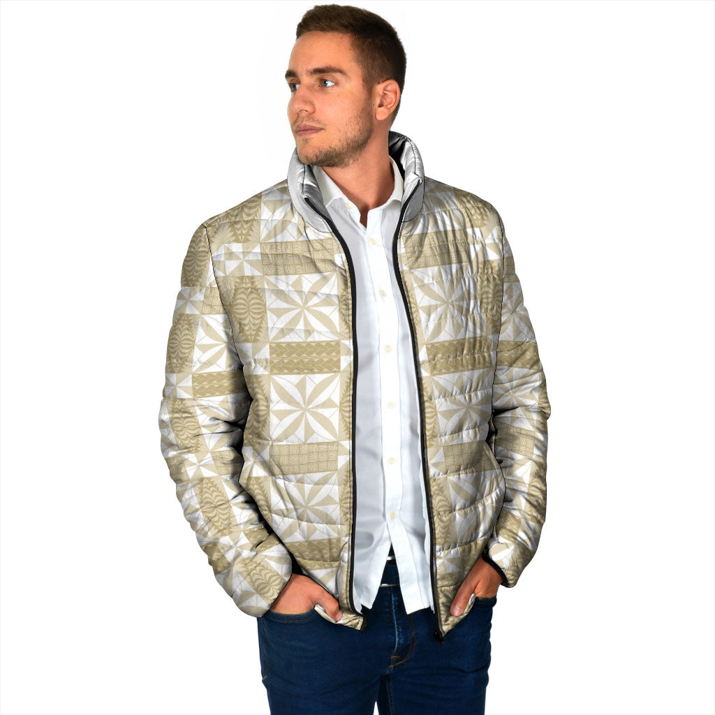 Beige Ngatu Pattern Malo e Lelei Tonga Padded Jacket LT14 - Polynesian Pride