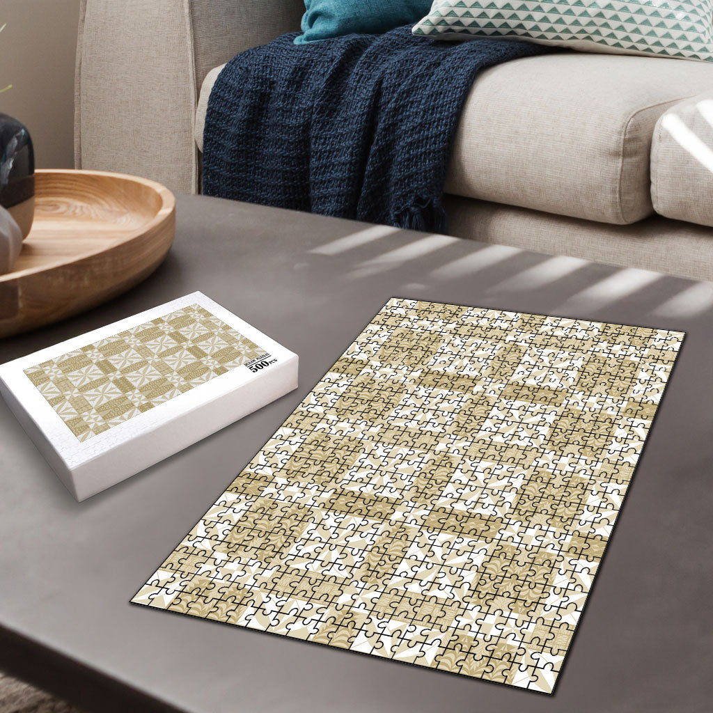 Beige Ngatu Pattern Malo e Lelei Tonga Puzzle LT14 - Polynesian Pride