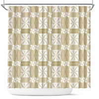 Beige Ngatu Pattern Malo e Lelei Tonga Shower Curtain LT14 Beige - Polynesian Pride
