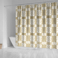 Beige Ngatu Pattern Malo e Lelei Tonga Shower Curtain LT14 - Polynesian Pride