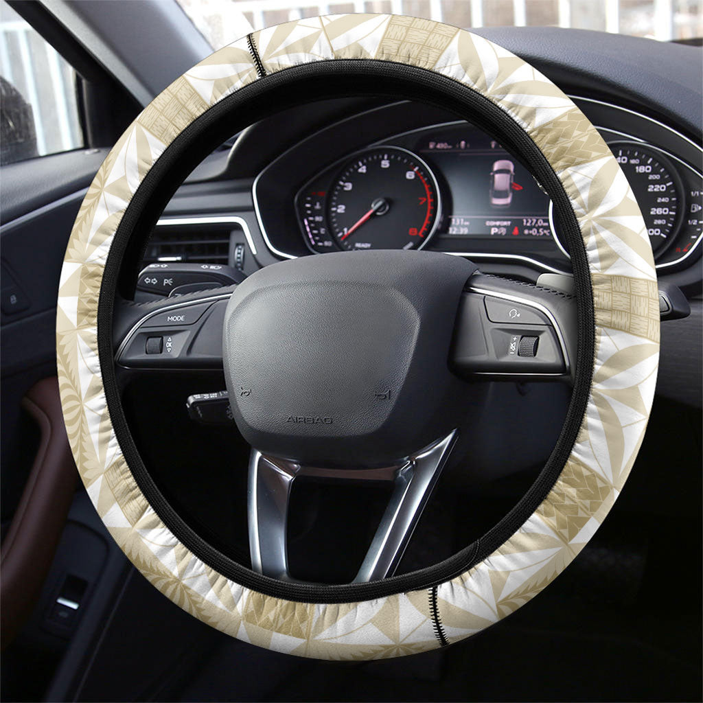 Beige Ngatu Pattern Malo e Lelei Tonga Steering Wheel Cover LT14 - Polynesian Pride