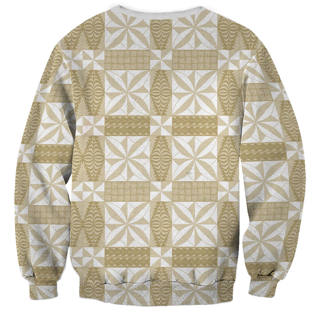 Beige Ngatu Pattern Malo e Lelei Tonga Sweatshirt LT14 - Polynesian Pride