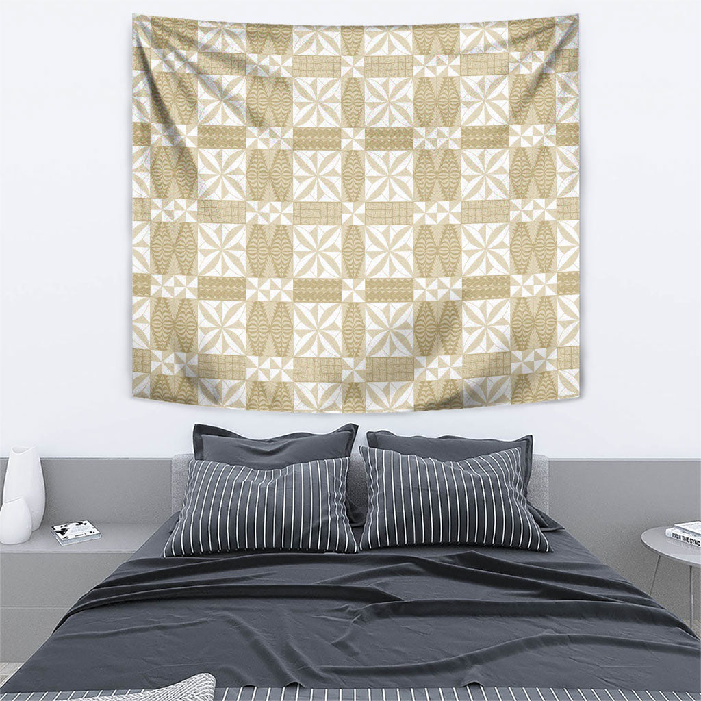Beige Ngatu Pattern Malo e Lelei Tonga Tapestry LT14 - Polynesian Pride