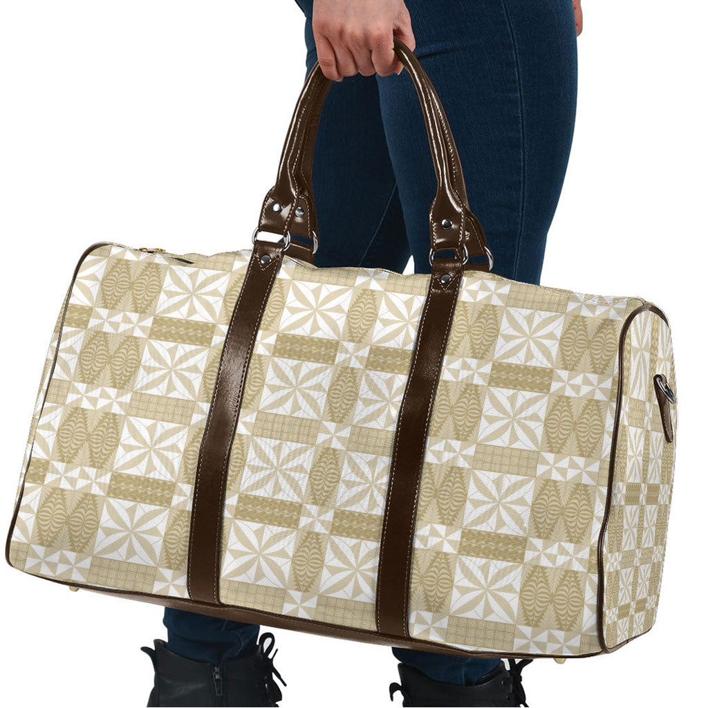 Beige Ngatu Pattern Malo e Lelei Tonga Travel Bag LT14 - Polynesian Pride