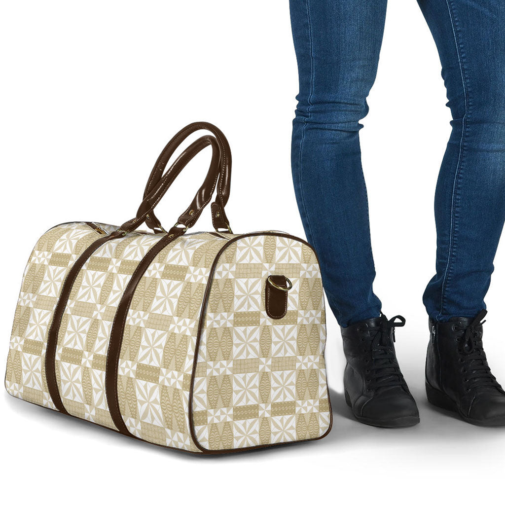 Beige Ngatu Pattern Malo e Lelei Tonga Travel Bag LT14 - Polynesian Pride