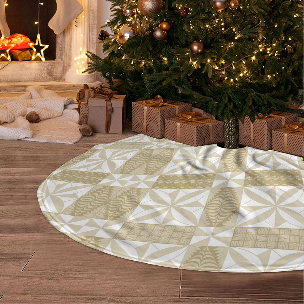 Beige Ngatu Pattern Malo e Lelei Tonga Tree Skirt LT14 - Polynesian Pride