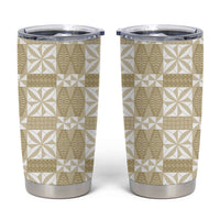 Beige Ngatu Pattern Malo e Lelei Tonga Tumbler Cup LT14 Beige - Polynesian Pride