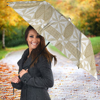 Beige Ngatu Pattern Malo e Lelei Tonga Umbrella LT14 - Polynesian Pride