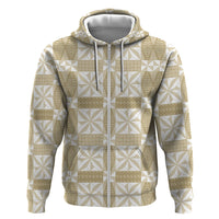 Beige Ngatu Pattern Malo e Lelei Tonga Zip Hoodie LT14 Zip Hoodie Beige - Polynesian Pride