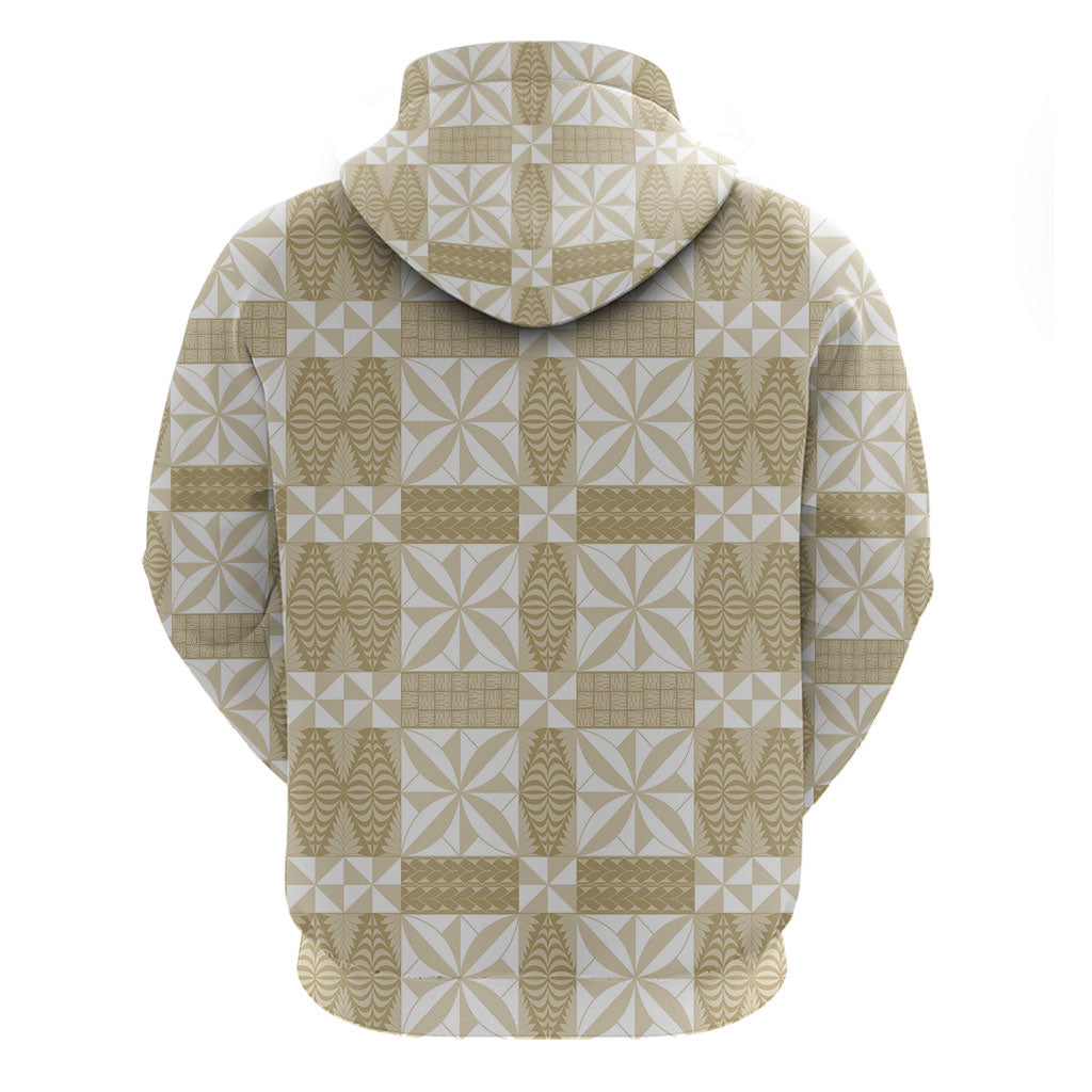 Beige Ngatu Pattern Malo e Lelei Tonga Zip Hoodie LT14 - Polynesian Pride