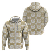 Beige Ngatu Pattern Malo e Lelei Tonga Zip Hoodie LT14 - Polynesian Pride