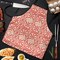 Red Ngatu Pattern Malo e Lelei Tonga Apron LT14 Red - Polynesian Pride