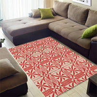 Red Ngatu Pattern Malo e Lelei Tonga Area Rug LT14 - Polynesian Pride