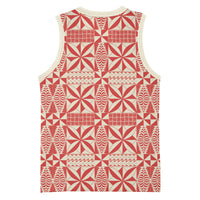 Red Ngatu Pattern Malo e Lelei Tonga Basketball Jersey LT14 - Polynesian Pride