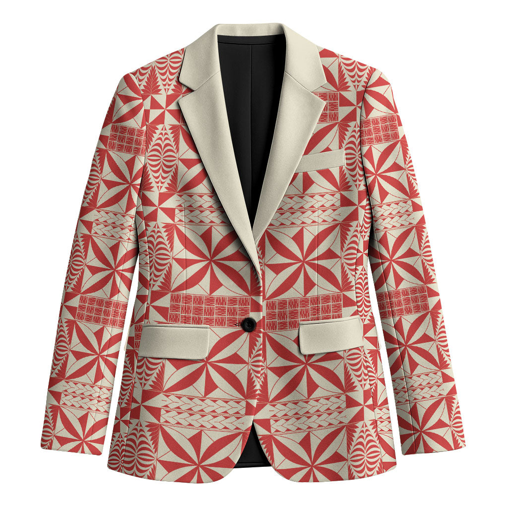 Red Ngatu Pattern Malo e Lelei Tonga Blazer LT14 Unisex Red - Polynesian Pride