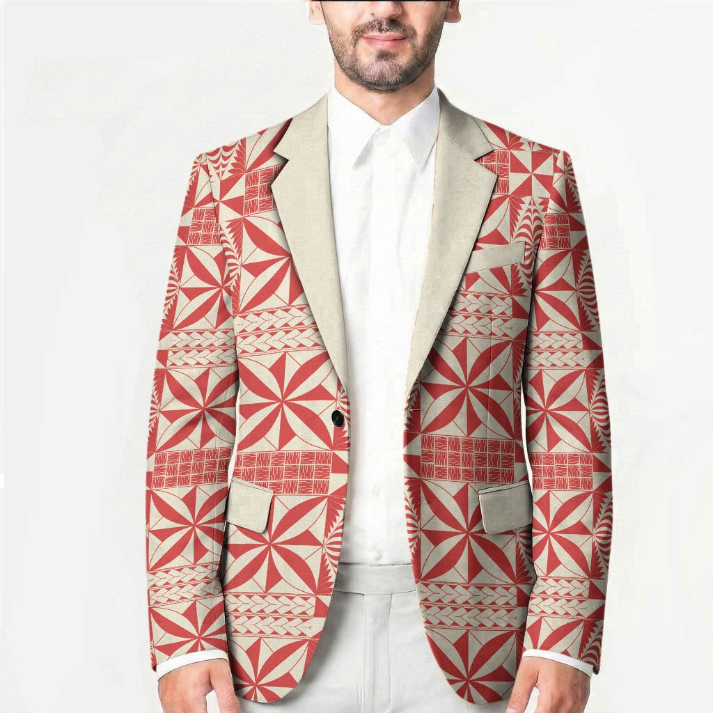 Red Ngatu Pattern Malo e Lelei Tonga Blazer LT14 - Polynesian Pride