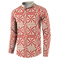 Red Ngatu Pattern Malo e Lelei Tonga Button Sweatshirt LT14 - Polynesian Pride