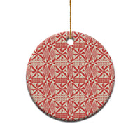 Red Ngatu Pattern Malo e Lelei Tonga Ceramic Ornament LT14 - Polynesian Pride