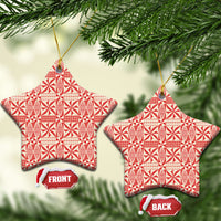 Red Ngatu Pattern Malo e Lelei Tonga Ceramic Ornament LT14 Star Red - Polynesian Pride