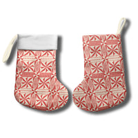 Red Ngatu Pattern Malo e Lelei Tonga Christmas Stocking LT14 - Polynesian Pride