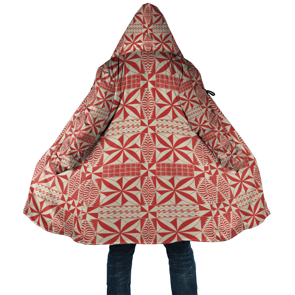 Red Ngatu Pattern Malo e Lelei Tonga Cloak LT14 Unisex Red - Polynesian Pride