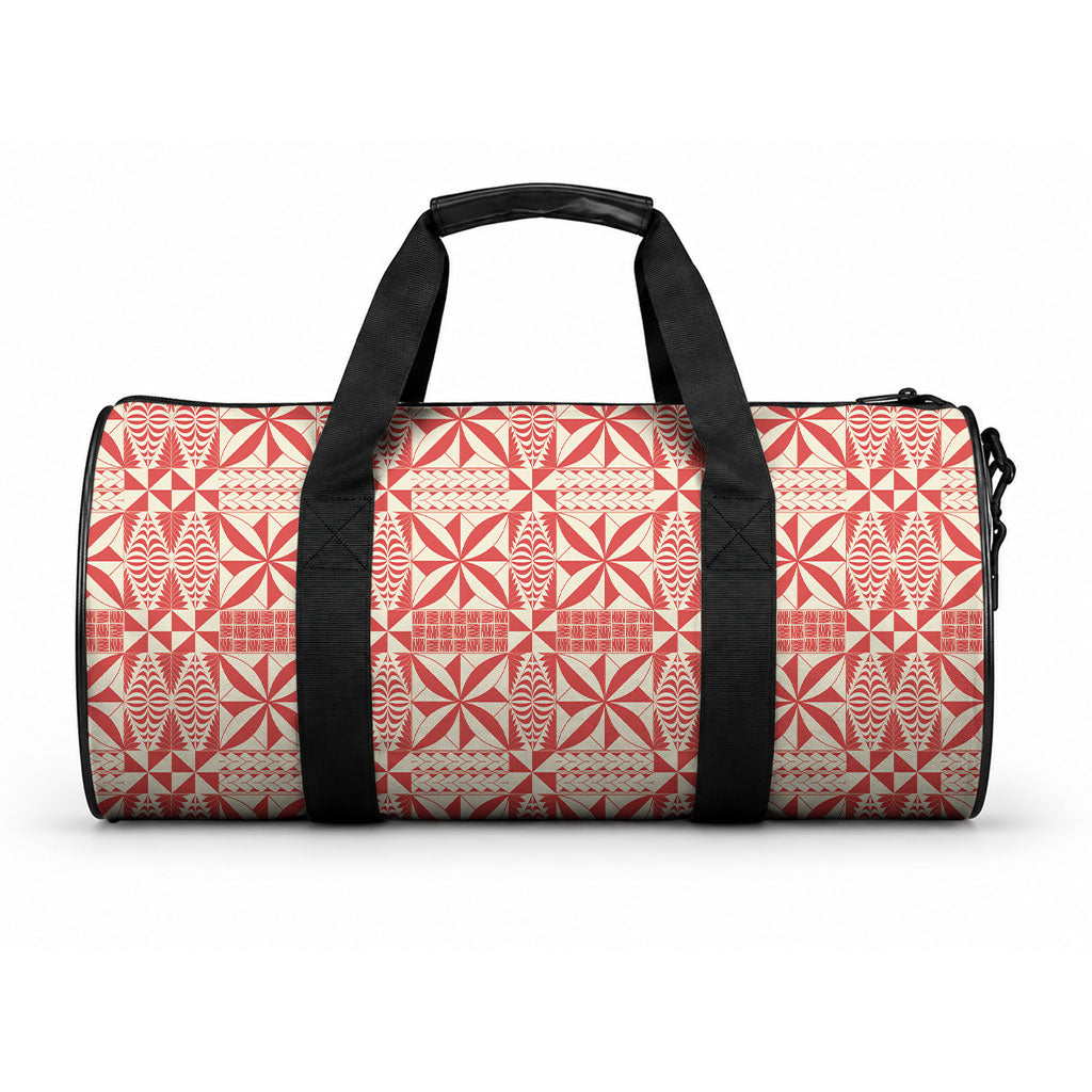 Red Ngatu Pattern Malo e Lelei Tonga Duffle Bag LT14 One size Red - Polynesian Pride