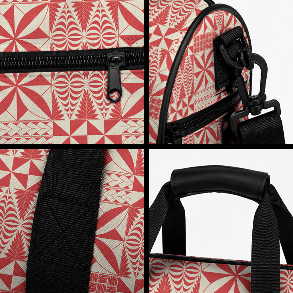 Red Ngatu Pattern Malo e Lelei Tonga Duffle Bag LT14 - Polynesian Pride