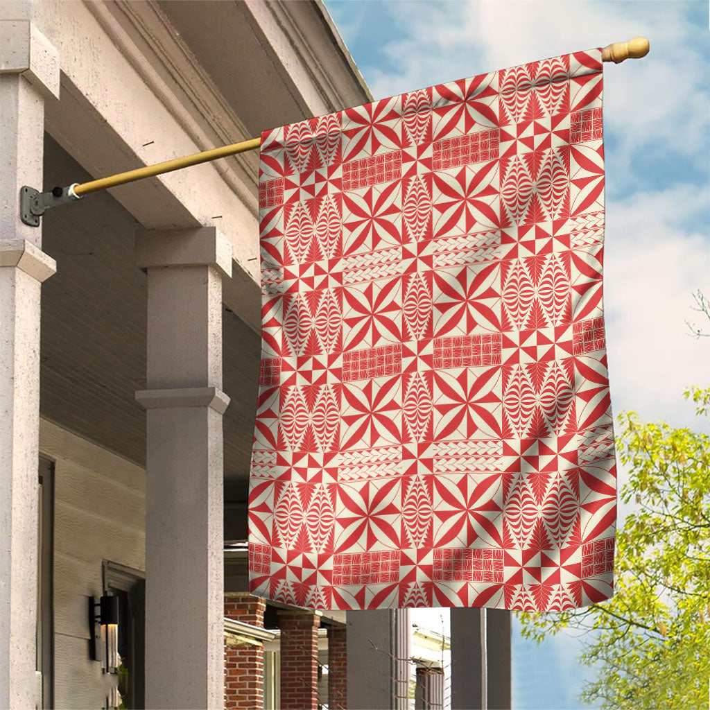 Red Ngatu Pattern Malo e Lelei Tonga Garden Flag LT14 House Flag Red - Polynesian Pride