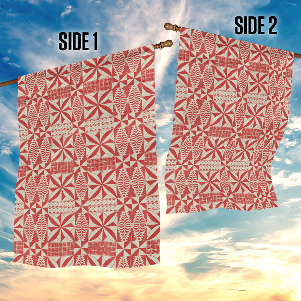 Red Ngatu Pattern Malo e Lelei Tonga Garden Flag LT14 - Polynesian Pride