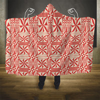 Red Ngatu Pattern Malo e Lelei Tonga Hooded Blanket LT14 - Polynesian Pride