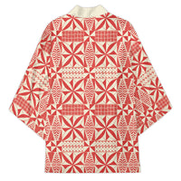 Red Ngatu Pattern Malo e Lelei Tonga Kimono LT14 - Polynesian Pride