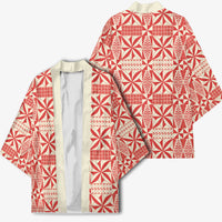 Red Ngatu Pattern Malo e Lelei Tonga Kimono LT14 - Polynesian Pride