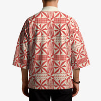 Red Ngatu Pattern Malo e Lelei Tonga Kimono LT14 - Polynesian Pride