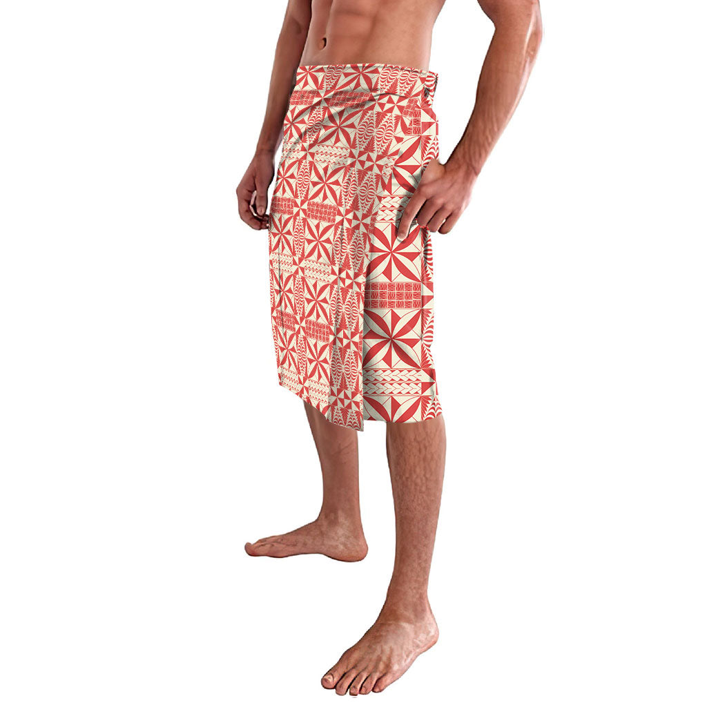 Red Ngatu Pattern Malo e Lelei Tonga Lavalava LT14 - Polynesian Pride