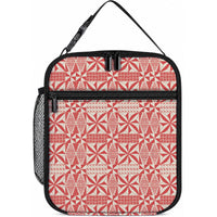 Red Ngatu Pattern Malo e Lelei Tonga Lunch Bag LT14 10.2 × 8.3 × 4.3 inch Red - Polynesian Pride