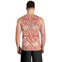 Red Ngatu Pattern Malo e Lelei Tonga Men Tank Top LT14 - Polynesian Pride