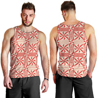Red Ngatu Pattern Malo e Lelei Tonga Men Tank Top LT14 - Polynesian Pride