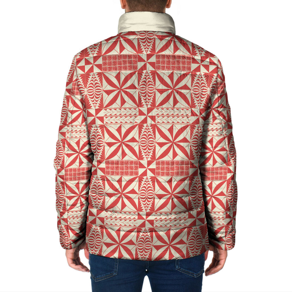 Red Ngatu Pattern Malo e Lelei Tonga Padded Jacket LT14 - Polynesian Pride