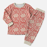 Red Ngatu Pattern Malo e Lelei Tonga Christmas Pajama Set LT14 Men Red - Polynesian Pride