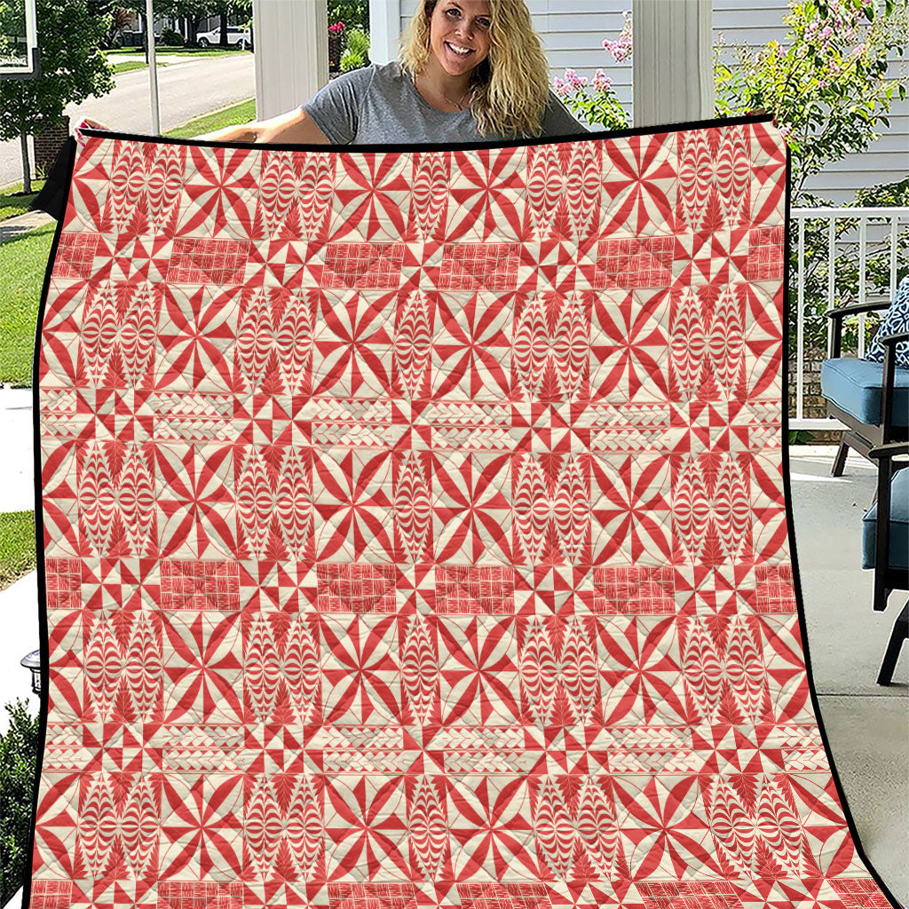 Red Ngatu Pattern Malo e Lelei Tonga Quilt LT14 Red - Polynesian Pride