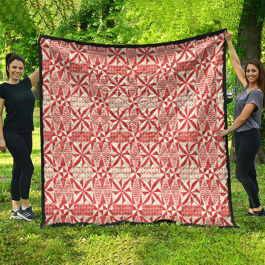Red Ngatu Pattern Malo e Lelei Tonga Quilt LT14 - Polynesian Pride
