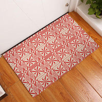 Red Ngatu Pattern Malo e Lelei Tonga Rubber Doormat LT14 - Polynesian Pride