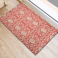 Red Ngatu Pattern Malo e Lelei Tonga Rubber Doormat LT14 - Polynesian Pride