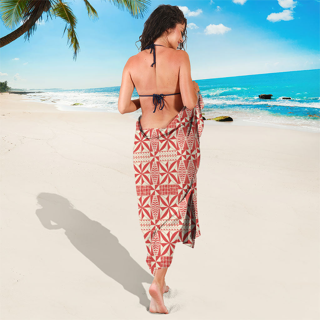 Red Ngatu Pattern Malo e Lelei Tonga Sarong LT14 - Polynesian Pride