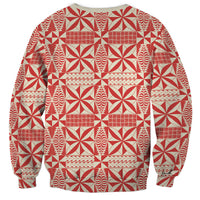 Red Ngatu Pattern Malo e Lelei Tonga Sweatshirt LT14 - Polynesian Pride