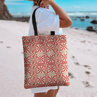 Red Ngatu Pattern Malo e Lelei Tonga Tote Bag LT14 - Polynesian Pride