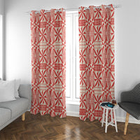 Red Ngatu Pattern Malo e Lelei Tonga Window Curtain LT14 With Grommets Red - Polynesian Pride