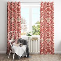 Red Ngatu Pattern Malo e Lelei Tonga Window Curtain LT14 - Polynesian Pride